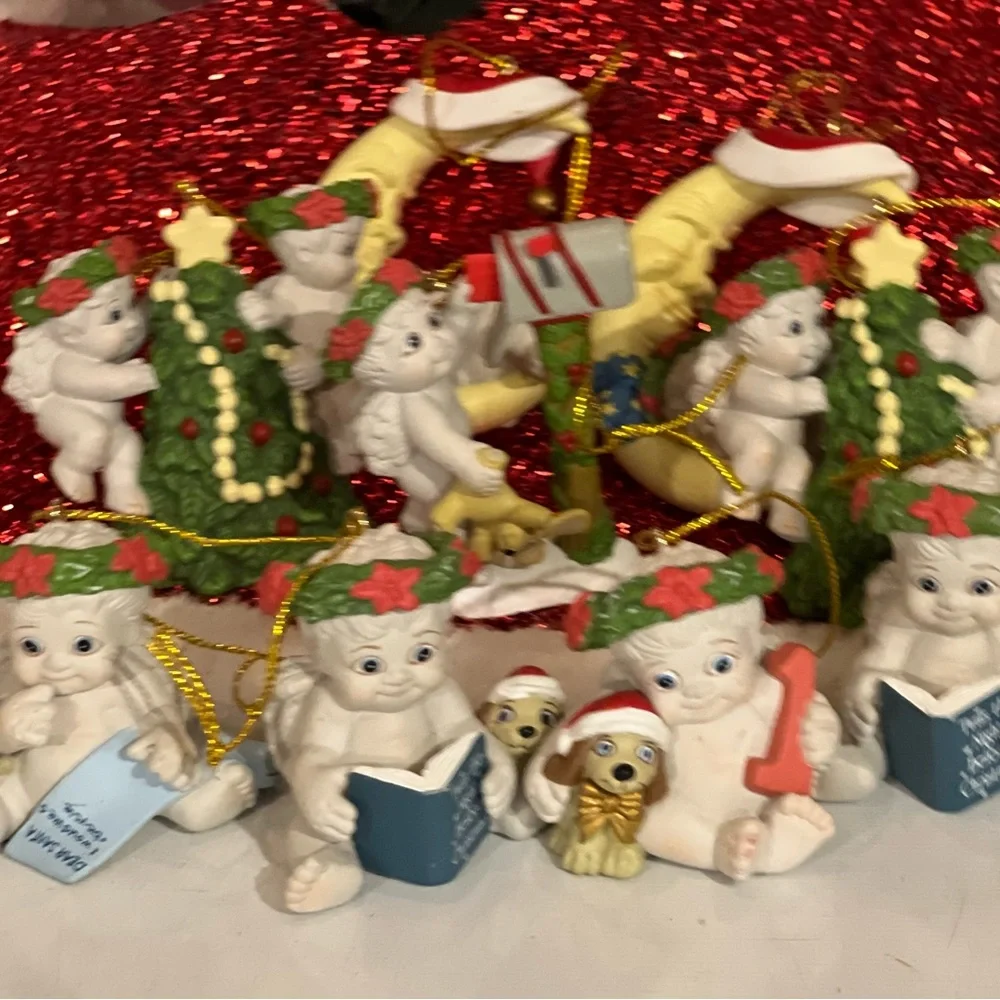 Vintage Dreamsicles Cherub Christmas Ornaments Lot Of 9